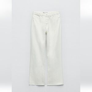 Zara White Straight Leg Jeans High-Rise
